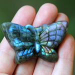 Natural labradorite stone carved butterfly  حجر "اللابرادوريت بشكل فراشة