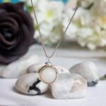 Natural Moonstone silver necklace قلاده فضه بحجر القمر الطبيعي