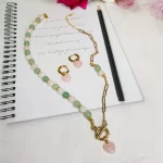 Natural Rose quartz & Aventurine Set طقم الروز كوارتز مع الافنتورين